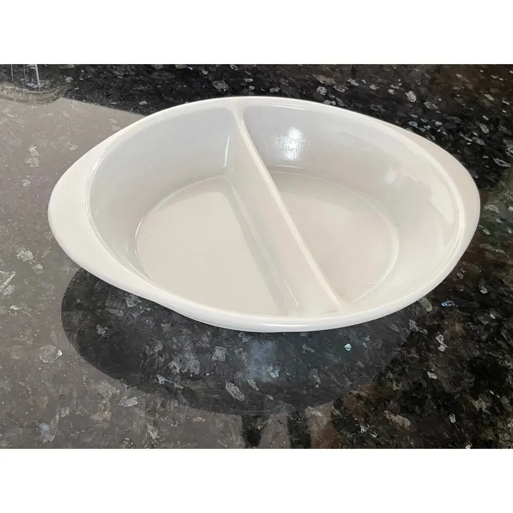 White Glasbake Divided Casserole